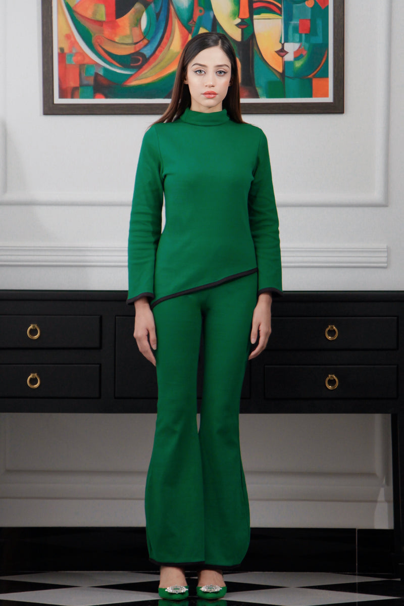 Green Rib-knit 2pc Knitted Co-ord Set