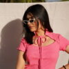 Pink Ribbed Shirt