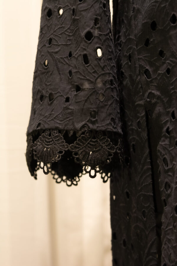 Black Chikankari Kurta with Butterfly Neckline