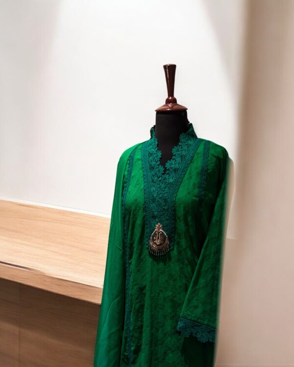 3pc Green Chikenkari Suit