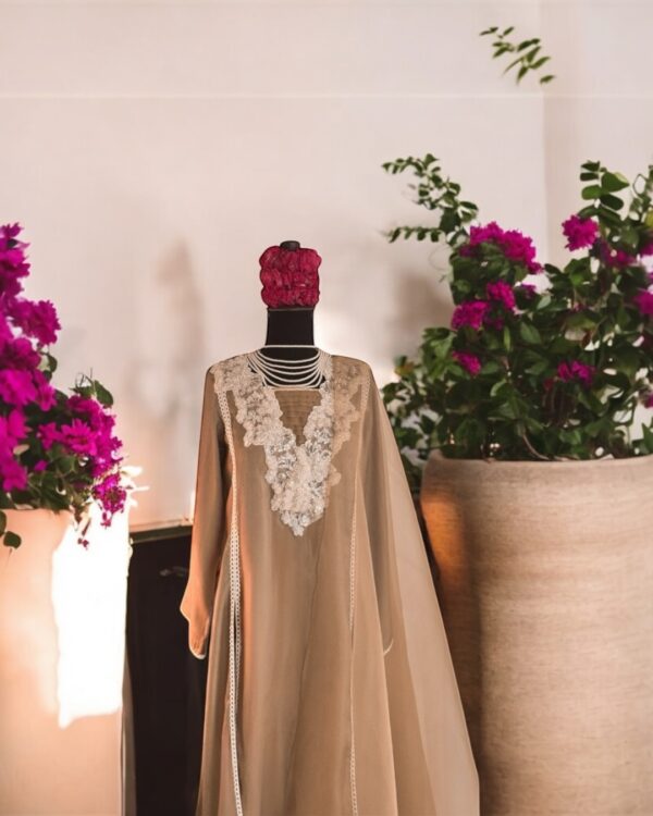 3pc Olive Green A-line Suit with Side Slits