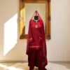 3pc Maroon Chikenkari Shalwar Suit