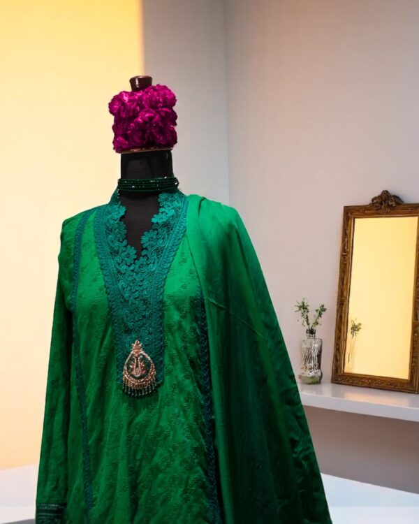 3pc Green Chikenkari Suit