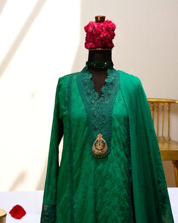 3pc Green Chikenkari Suit
