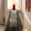 3pc Grey Bow Farshi Shalwar Set