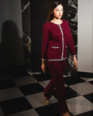 Maroon Waffle-Knit Co-Ord Set
