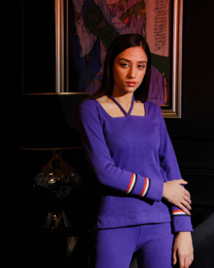 Purple Rib-Knit Co-Ord Set