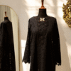 Black Chikankari Kurta with Butterfly Neckline