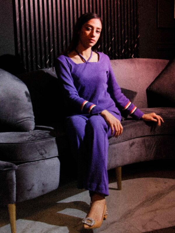 Purple Rib-Knit Co-Ord Set