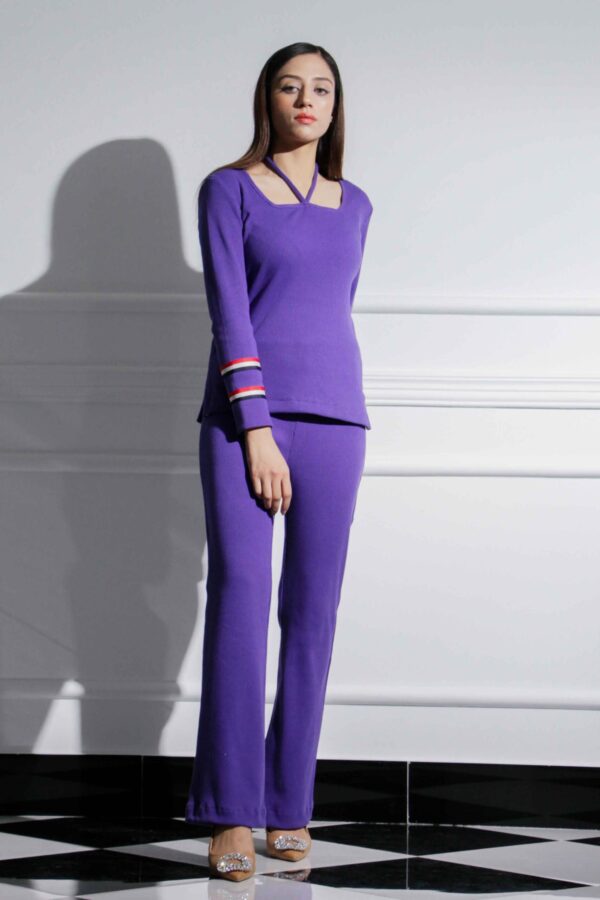 Purple Rib-Knit Co-Ord Set