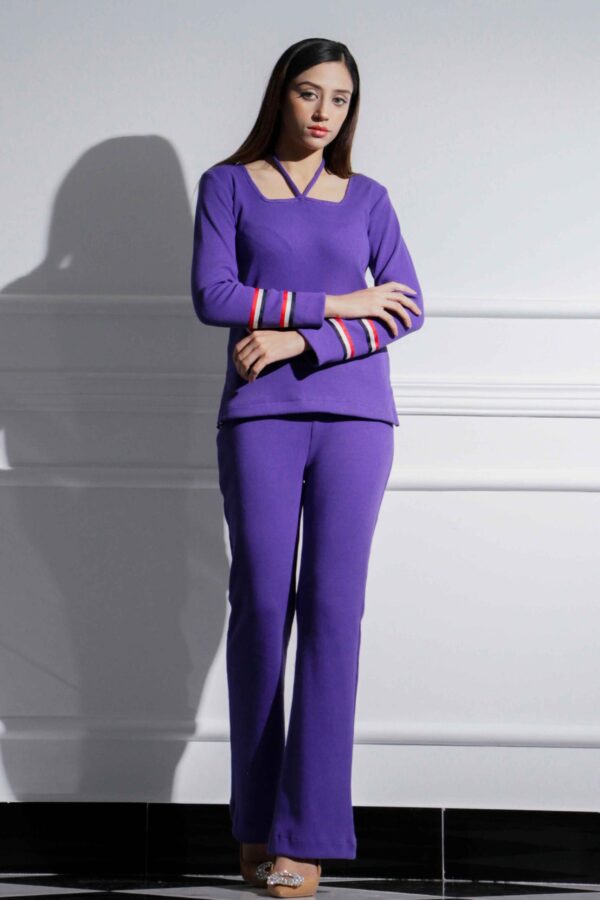 Purple Rib-Knit Co-Ord Set