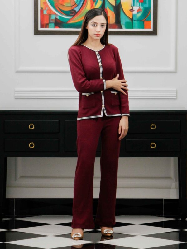 Maroon Waffle-Knit Co-Ord Set