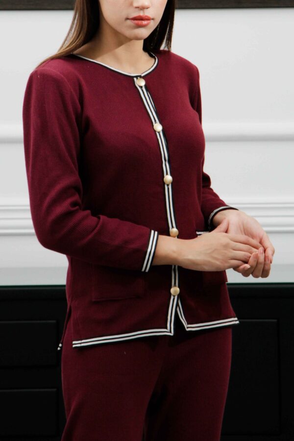 Maroon Waffle-Knit Co-Ord Set