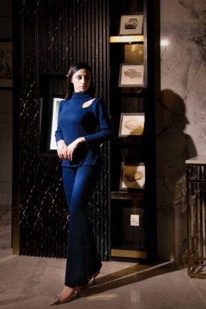 Blue Rib-Knit Co-Ord Set